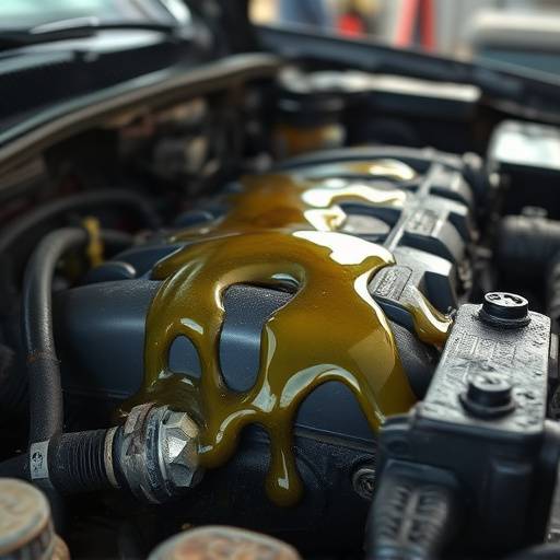 Before: Damaged engine with oil leaks at AutoCare Solutions